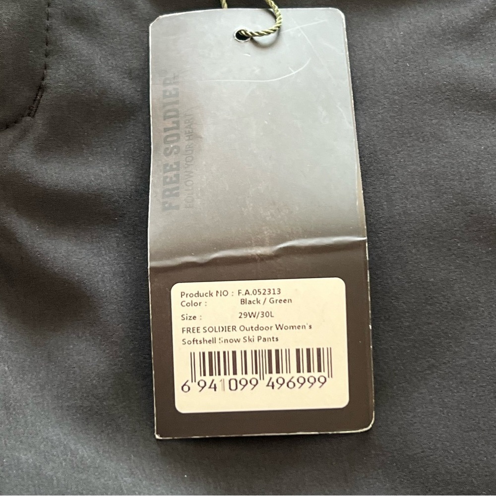 Free Soldier Women's Softshell Fleece Lined Pants Black and Orange 29W 30L - Picture 5 of 6